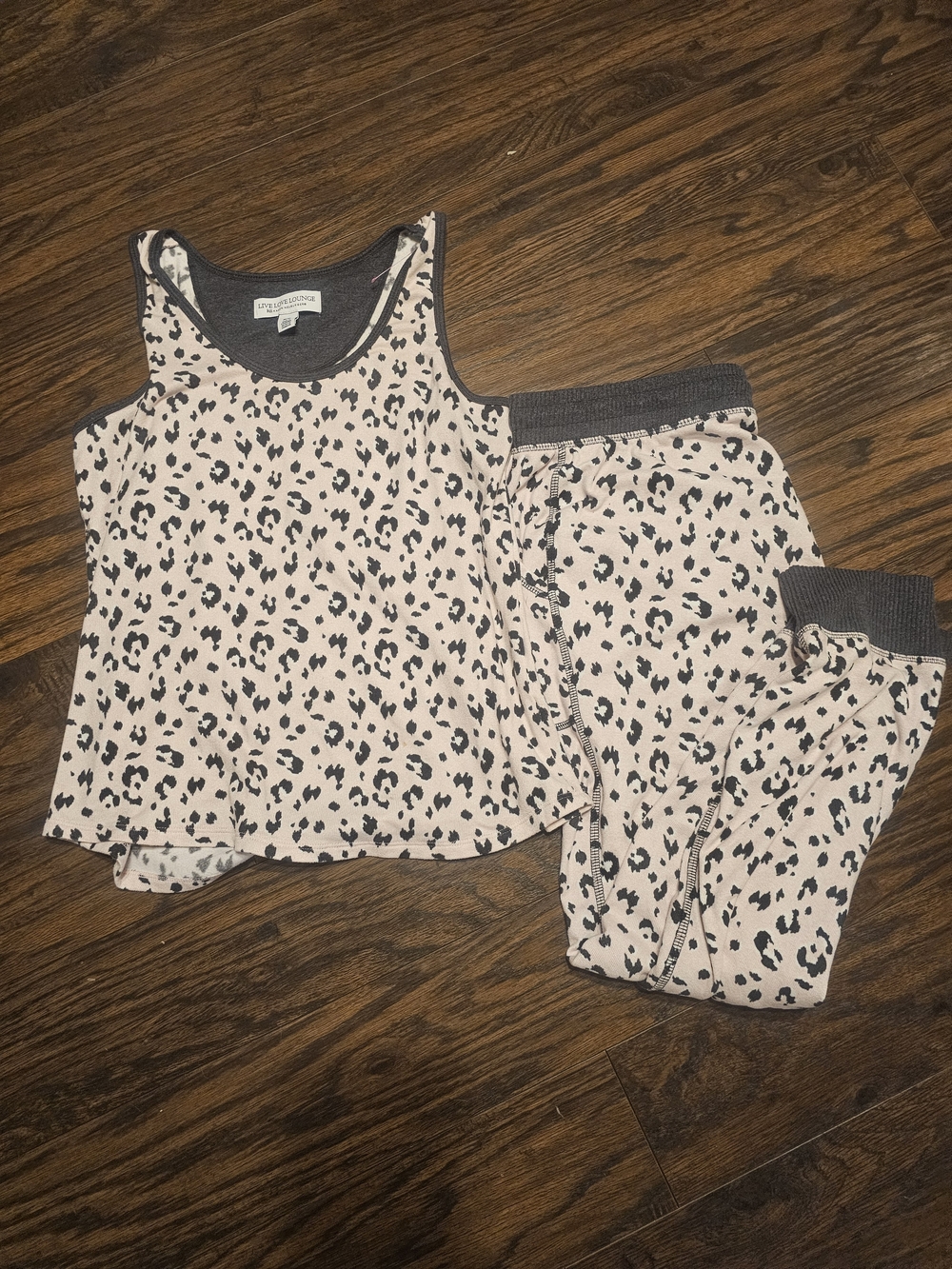 Karen Neuburger Pink Leopard-Print Tank & Pants Pajama Set with Gray Trim